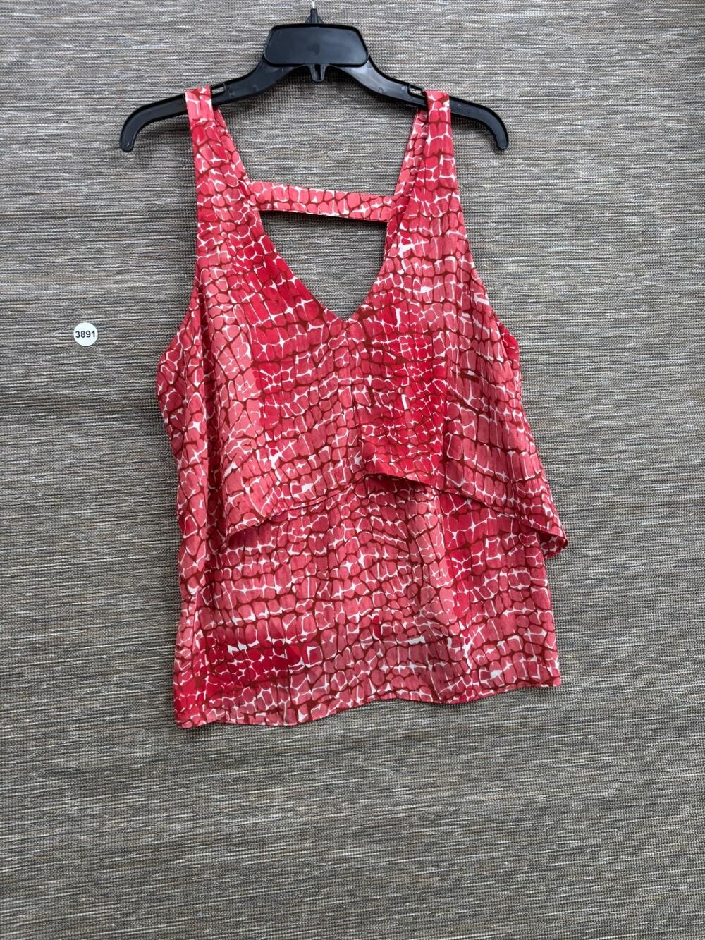 White House Black Market Blouse Womens M Red White Strappy Top Sleeveless NEW